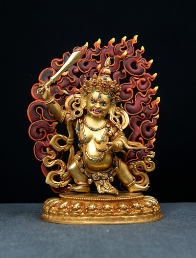 Black Manjushri- 10 inch 24k Full-gold antique