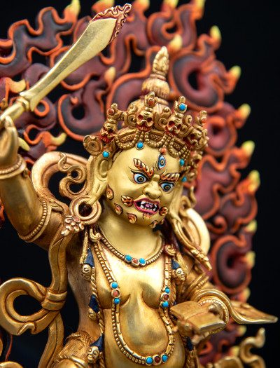 Black Manjushri- 10 inch 24k Full-gold antique