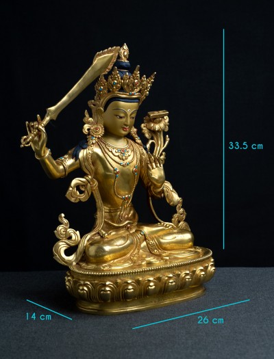 Manjushri- 12 inch Full-gold antique 1.1
