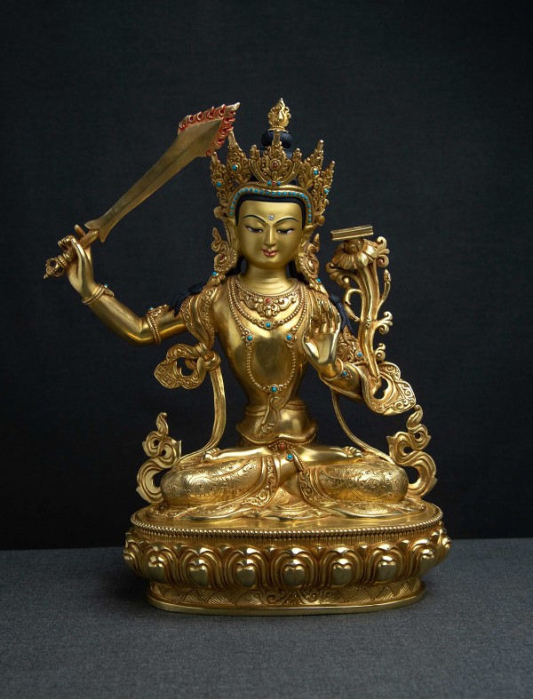 Manjushri- 12 inch Full-gold antique 1.2