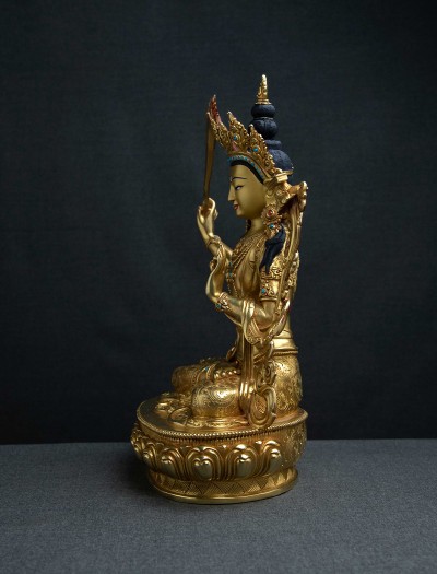 Manjushri- 12 inch Full-gold antique 1.2