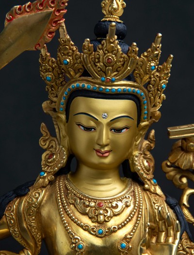 Manjushri- 12 inch Full-gold antique 1.2