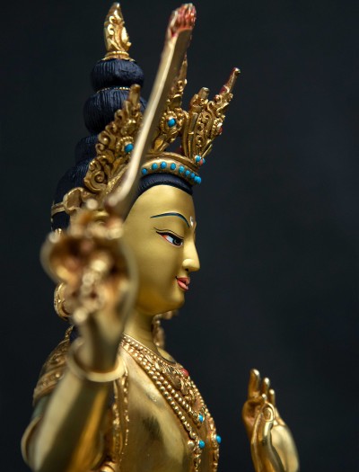 Manjushri- 12 inch Full-gold antique 1.2