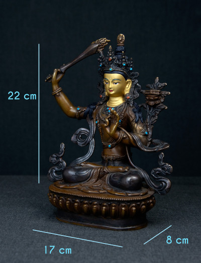 Manjushri- 8 inch Copper two-toned oxidized