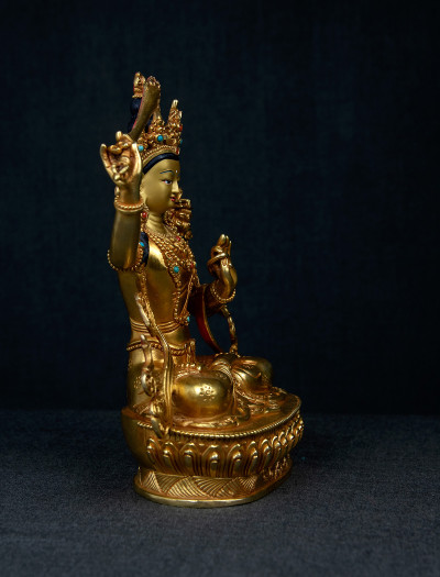 Manjushri- 8 inch 24k Full-gold antique