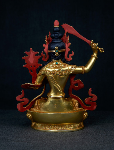 Manjushri- 8 inch 24k Full-gold antique