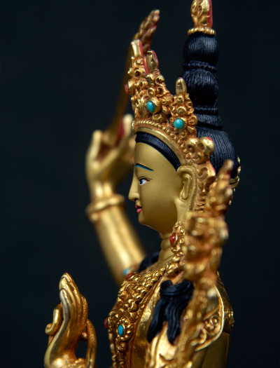Manjushri- 8 inch 24k Full-gold antique