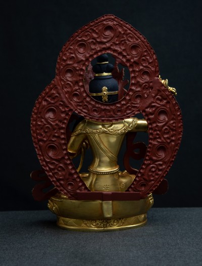 Manjushri- 8 inch Halo 24k Full-gold antique