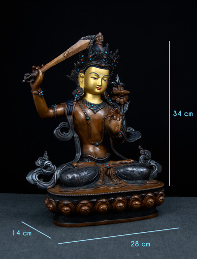Manjushri- 13 inch Copper Two-toned antique