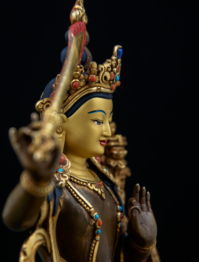 Manjushri- 8 inch 24k Part-gold Two-toned antique (2.1)