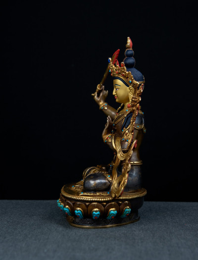 Manjushri- 8 inch 24k Part-gold Two-toned antique (2.1)