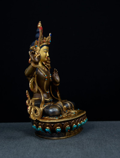 Manjushri- 8 inch 24k Part-gold Two-toned antique (2.1)