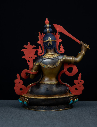 Manjushri- 8 inch 24k Part-gold Two-toned antique (2.1)