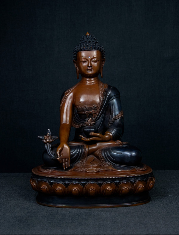 Medicine Buddha- 12 inch Copper two-toned antique antique (2.1)