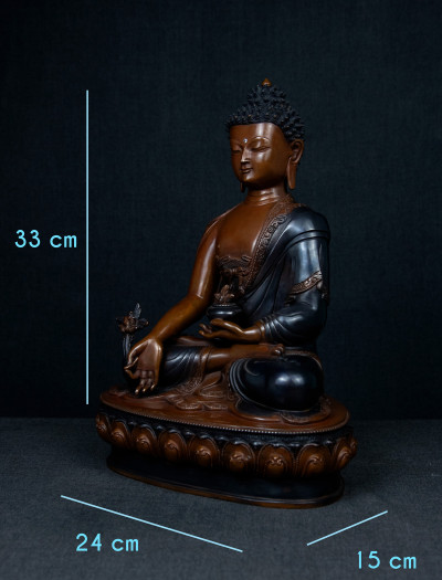 Medicine Buddha- 12 inch Copper two-toned antique antique (2.1)