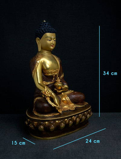 Medicine Buddha- 13 inch 24k Part-gold antique