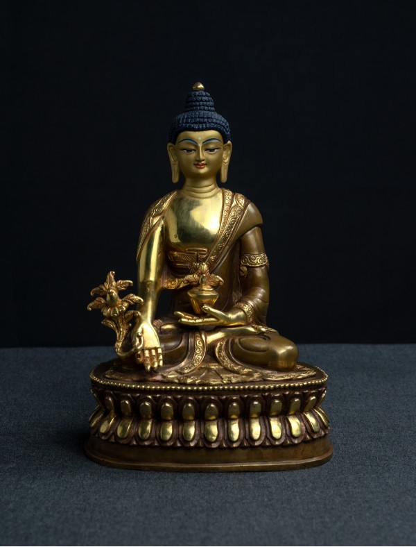 Medicine Buddha- Double lotus- 8 inch Part-gold finishing