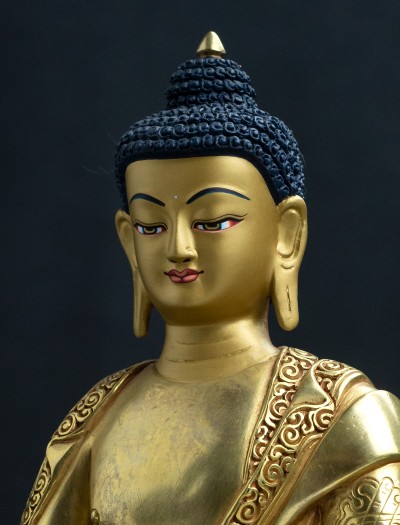 Medicine Buddha- 8 inch Double-Lotus Full-gold antique (DL1)