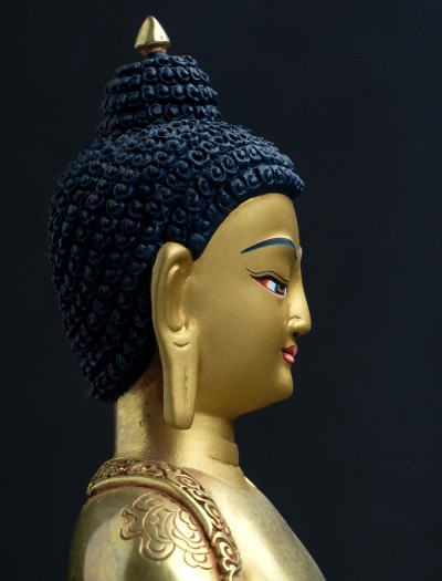 Medicine Buddha- 8 inch Double-Lotus Full-gold antique (DL1)