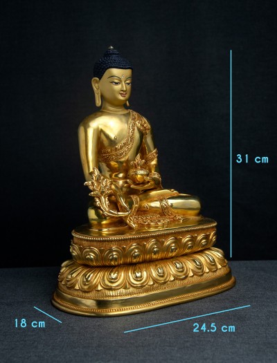 Medicine Buddha- 12 inch Double-lotus- 24k Full-gold antique (2.1)