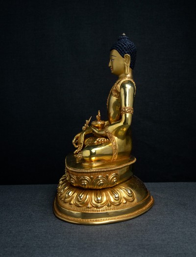 Medicine Buddha- 12 inch Double-lotus- 24k Full-gold antique (2.1)