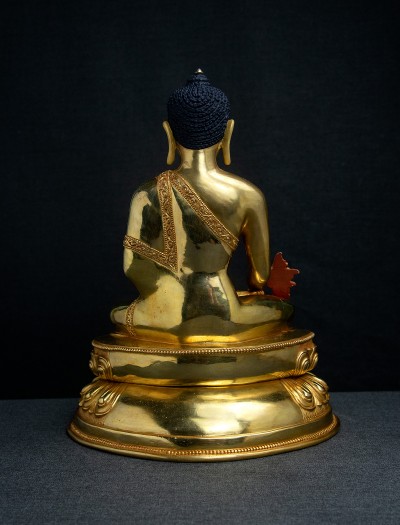 Medicine Buddha- 12 inch Double-lotus- 24k Full-gold antique (2.1)