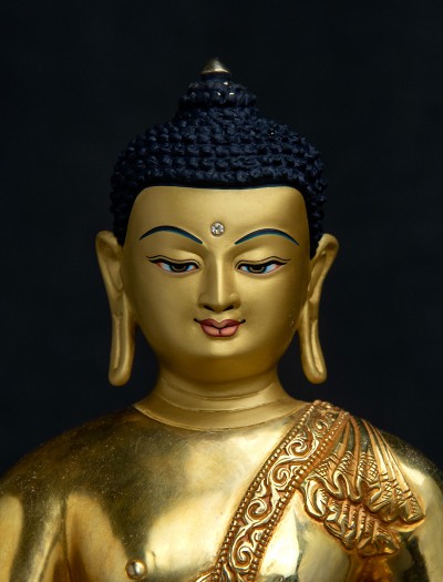 Medicine Buddha- 12 inch Double-lotus- 24k Full-gold antique (2.1)