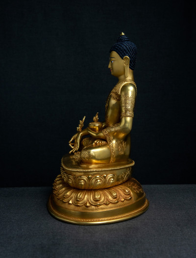 Medicine Buddha- 12 inch Double-lotus- 24k Full-gold antique (2.2)