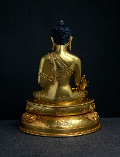 Medicine Buddha- 12 inch Double-lotus- 24k Full-gold antique (2.2)