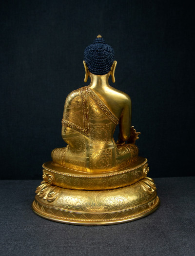 Medicine Buddha- 12 inch Double-lotus- 24k Full-gold antique (2.3)
