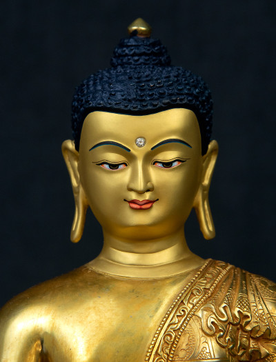 Medicine Buddha- 12 inch Double-lotus- 24k Full-gold antique (2.3)