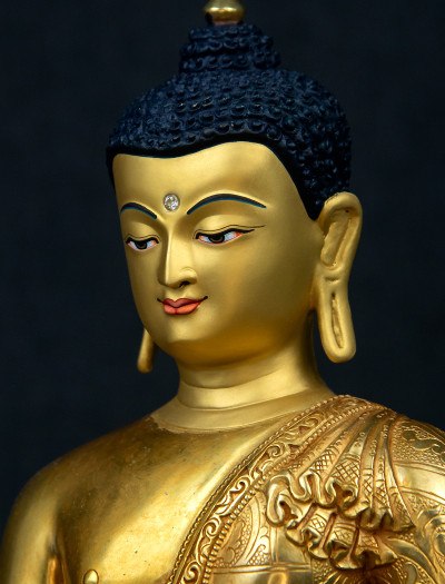 Medicine Buddha- 12 inch Double-lotus- 24k Full-gold antique (2.3)