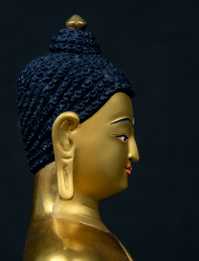 Medicine Buddha- 12 inch Double-lotus- 24k Full-gold antique (2.3)