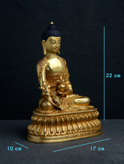 Medicine Buddha- 8 inch Double lotus Full gold antique (2)