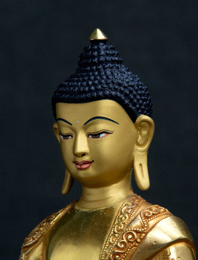 Medicine Buddha- 8 inch Double lotus Full gold antique (2)