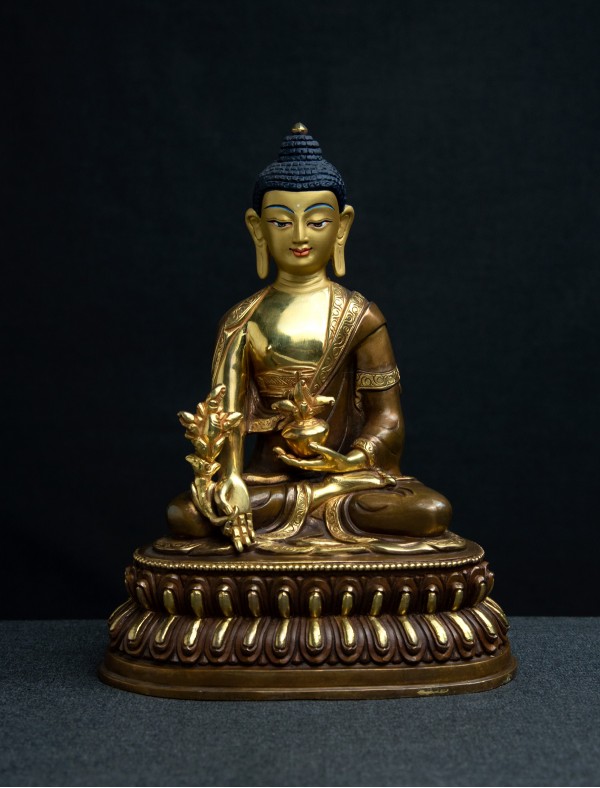 Medicine Buddha- 8 inch Double lotus 24k Part-Gold