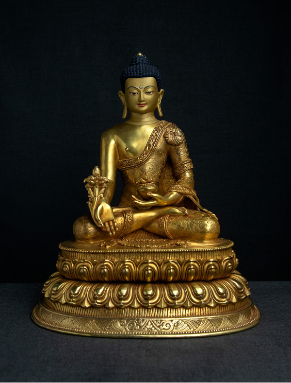 Medicine Buddha- Double lotus- 14 inch 24k Full-gold antique