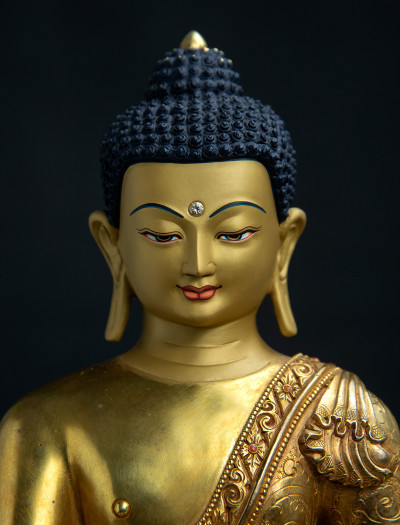 Medicine Buddha- Double lotus- 14 inch 24k Full-gold antique