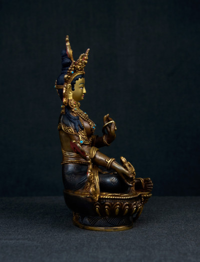 Red Tara- 8 inch 24k Part-gold two-toned antique