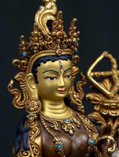 Red Tara- 8 inch 24k Part-gold two-toned antique