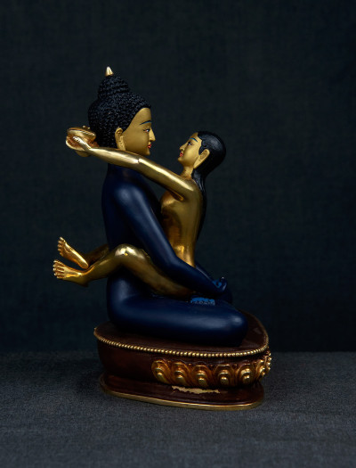 Samantabhadra- 8 inch 24K Part-gold antique Painted
