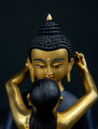 Samantabhadra- 8 inch 24K Part-gold antique Painted