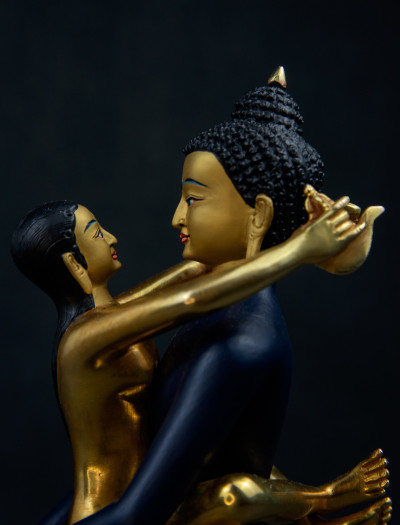 Samantabhadra- 8 inch 24K Part-gold antique Painted