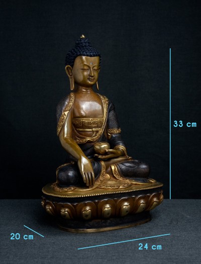 Shakyamuni Buddha- 12 inch 24k Part-gold Two-toned antique (1.2)