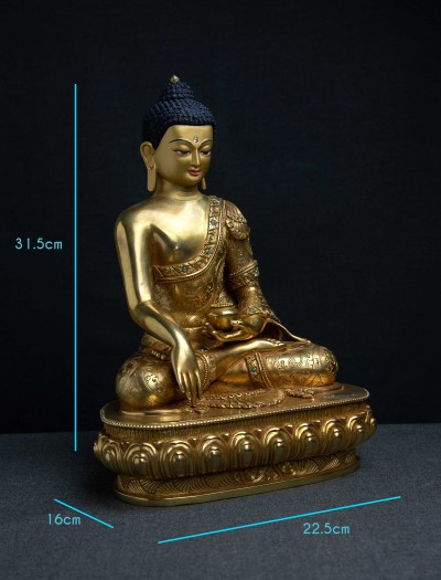 Shakyamuni Buddha- 12 inch 24k Full-gold antique
