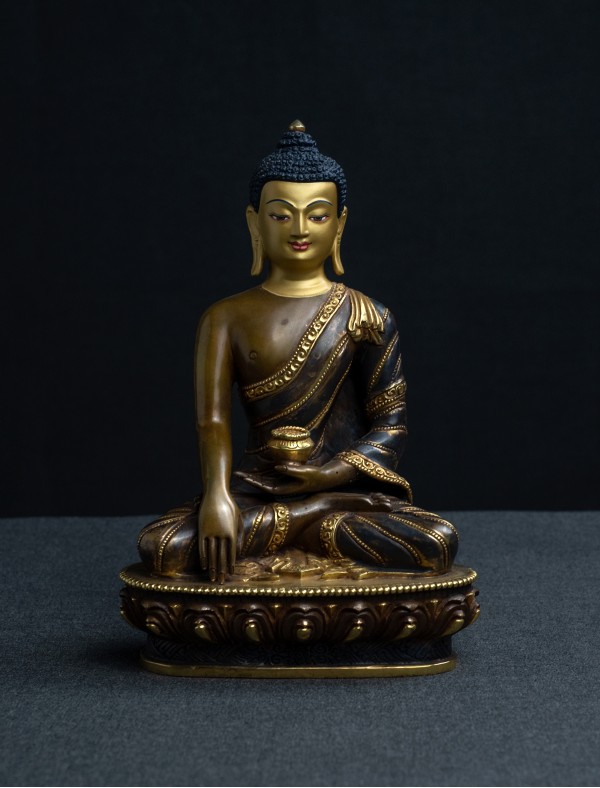 Shakyamuni Buddha- 8 inch 24k Part-gold two-toned antique
