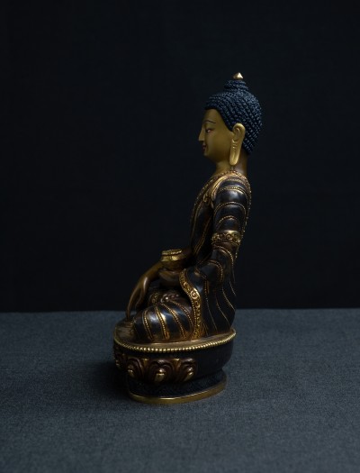 Shakyamuni Buddha- 8 inch 24k Part-gold two-toned antique