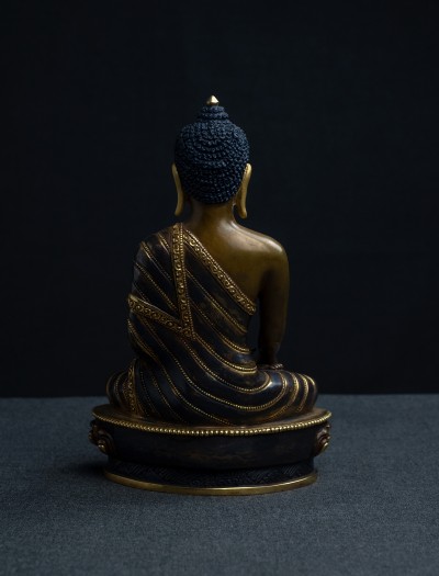 Shakyamuni Buddha- 8 inch 24k Part-gold two-toned antique
