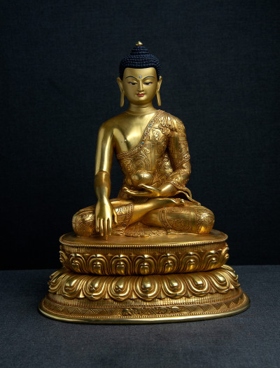 Shakyamuni Buddha- Double-lotus- 12 inch Full-gold antique (1)