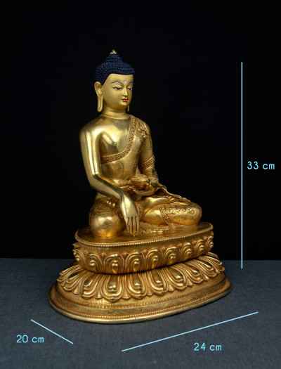 Shakyamuni Buddha- Double-lotus- 12 inch Full-gold antique (1.3)